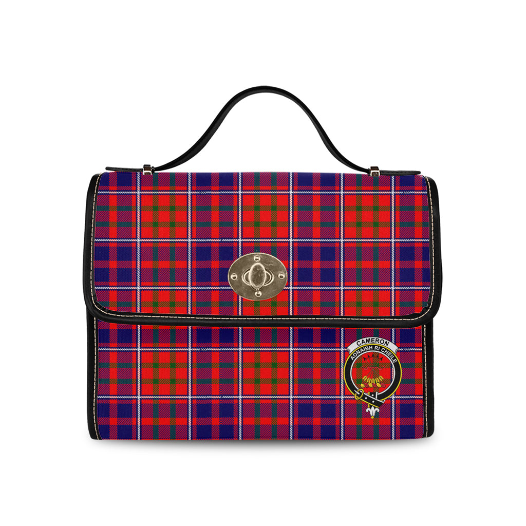 cameron-of-lochiel-modern-tartan-leather-strap-waterproof-canvas-bag-with-family-crest