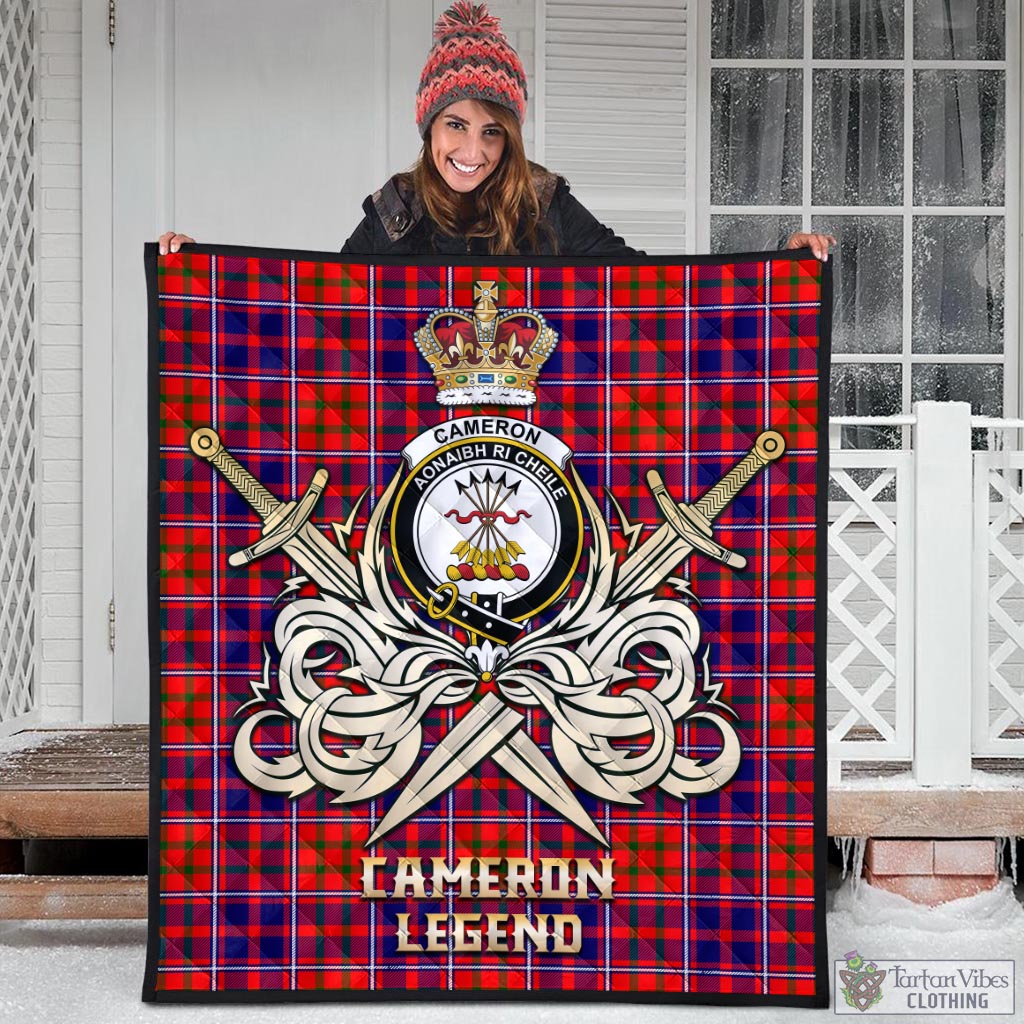 Tartan Vibes Clothing Cameron of Lochiel Modern Tartan Quilt with Clan Crest and the Golden Sword of Courageous Legacy