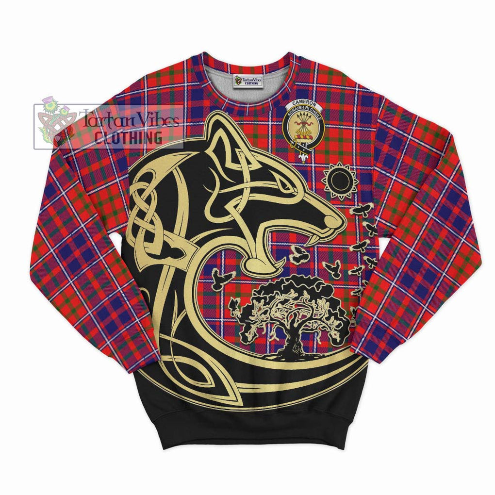 Cameron of Lochiel Modern Tartan Sweatshirt with Family Crest Celtic Wolf Style - Tartan Vibes Clothing