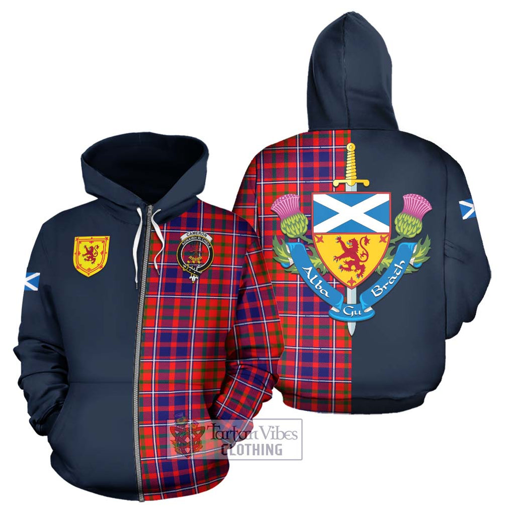 Tartan Vibes Clothing Cameron of Lochiel Modern Tartan Hoodie with Scottish Lion Royal Arm Half Style