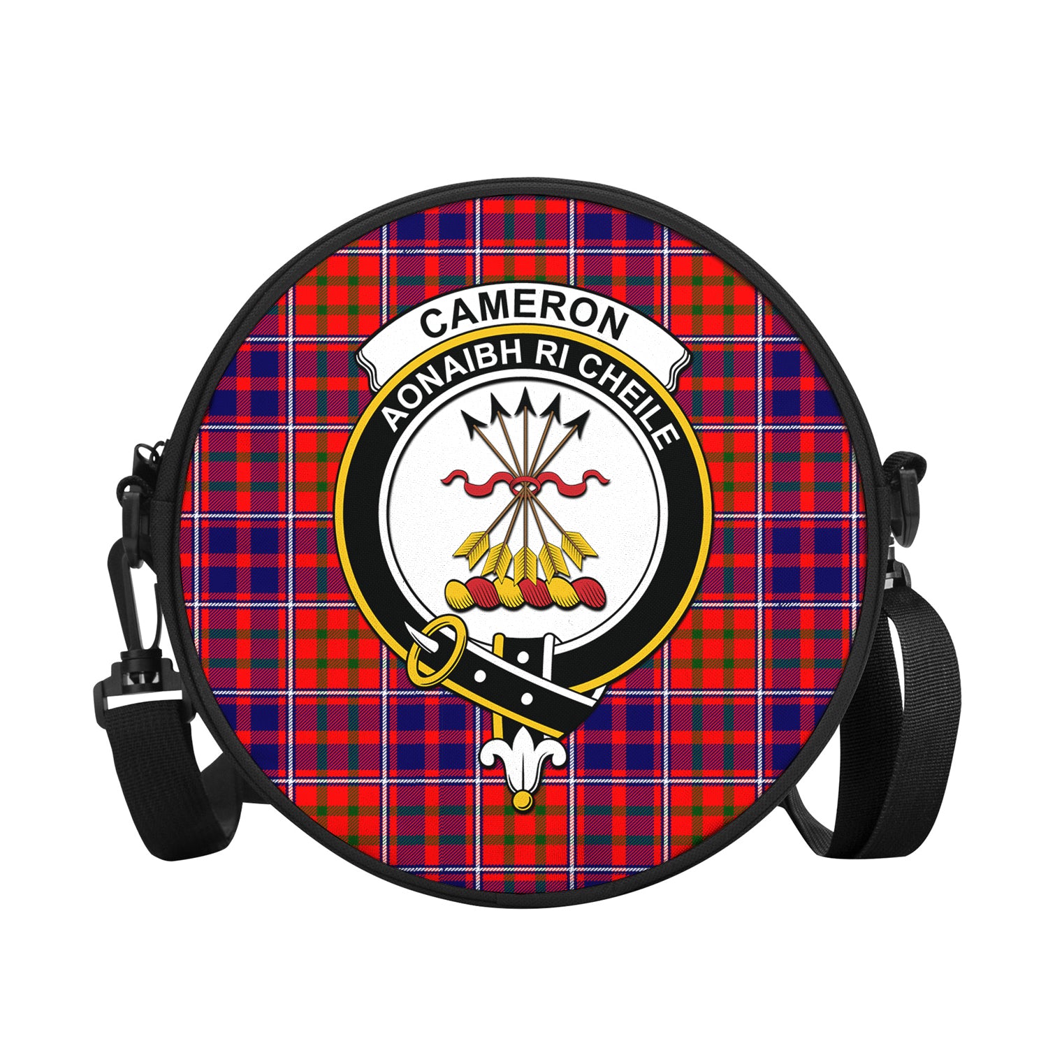 cameron-of-lochiel-modern-tartan-round-satchel-bags-with-family-crest