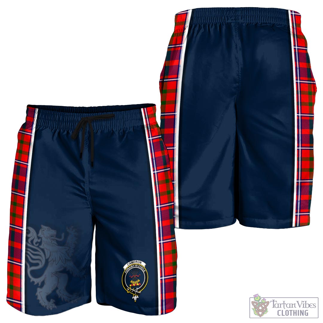 Tartan Vibes Clothing Cameron of Lochiel Modern Tartan Men's Shorts with Family Crest and Lion Rampant Vibes Sport Style