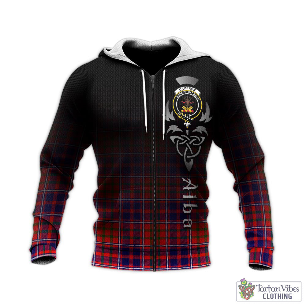 Tartan Vibes Clothing Cameron of Lochiel Modern Tartan Knitted Hoodie Featuring Alba Gu Brath Family Crest Celtic Inspired