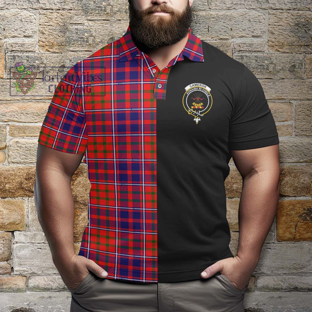 Cameron of Lochiel Modern Tartan Polo Shirt with Family Crest and Half Of Me Style - Tartanvibesclothing Shop