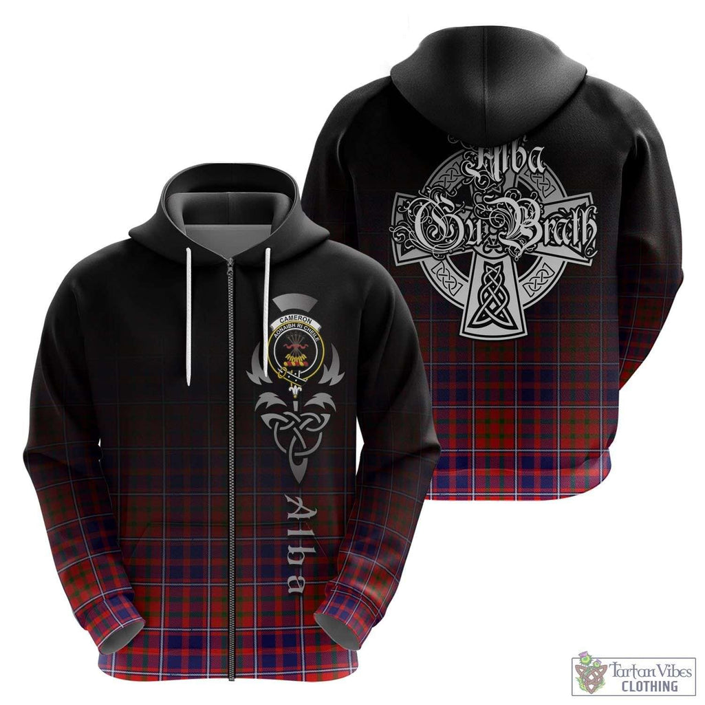 Tartan Vibes Clothing Cameron of Lochiel Modern Tartan Hoodie Featuring Alba Gu Brath Family Crest Celtic Inspired