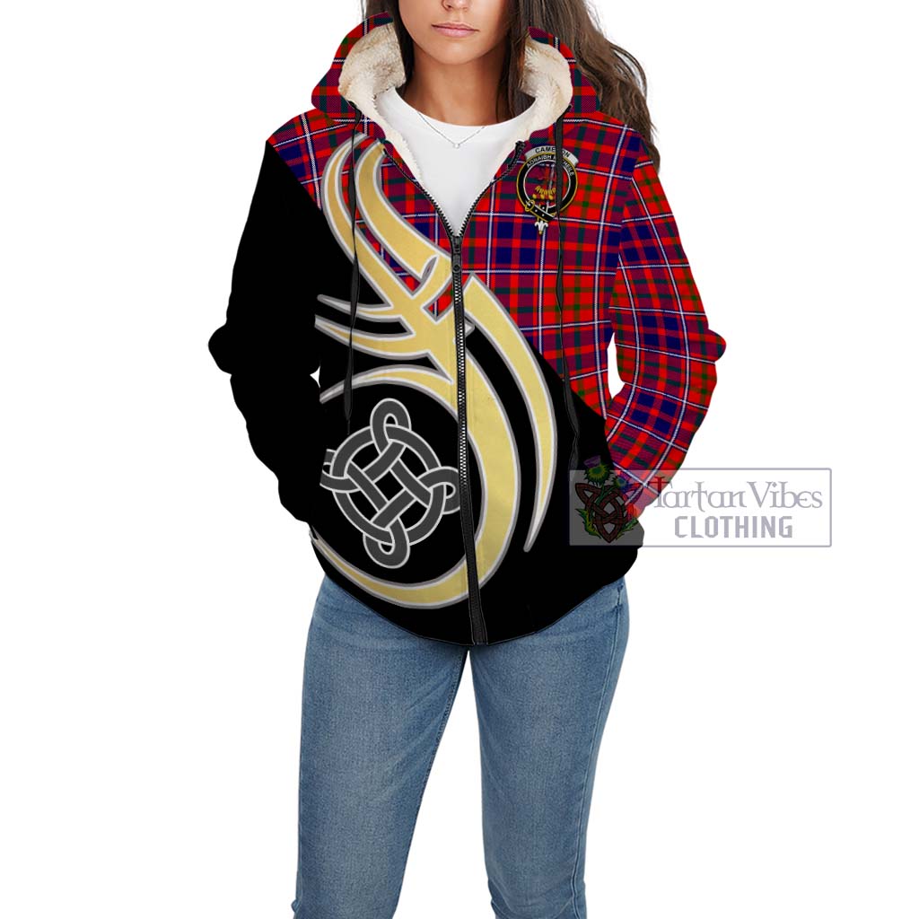 Cameron of Lochiel Modern Tartan Sherpa Hoodie with Family Crest and Celtic Symbol Style Unisex - Tartan Vibes Clothing