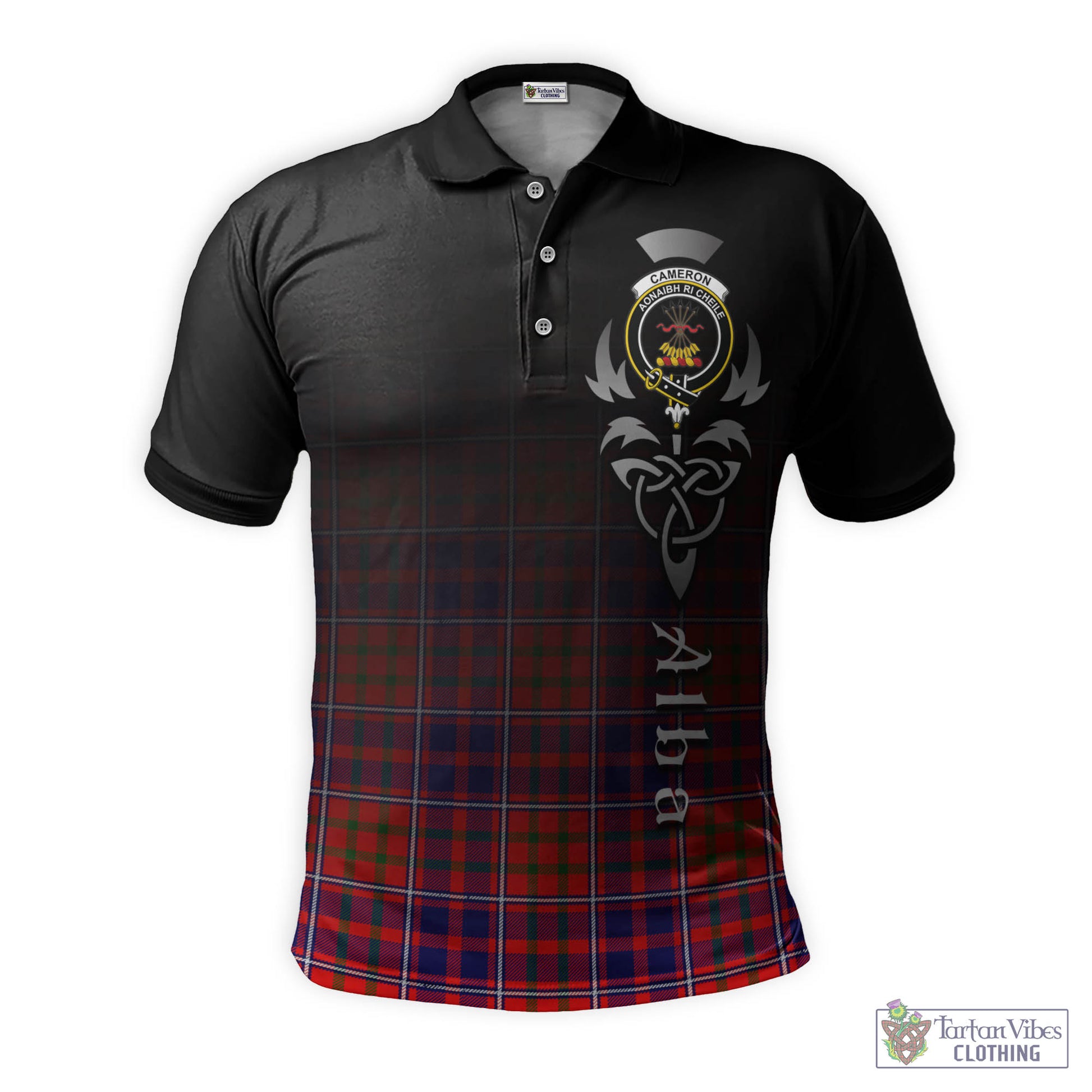 Tartan Vibes Clothing Cameron of Lochiel Modern Tartan Polo Shirt Featuring Alba Gu Brath Family Crest Celtic Inspired