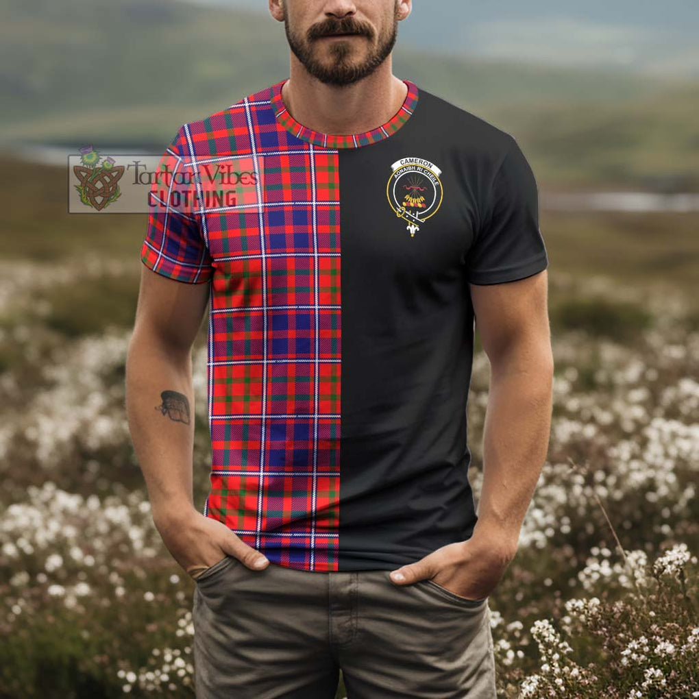 Cameron of Lochiel Modern Tartan T-Shirt with Family Crest and Half Of Me Style - Tartanvibesclothing Shop