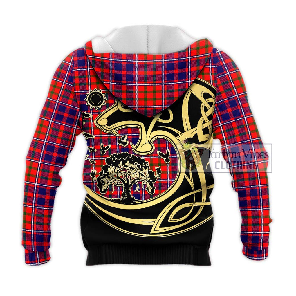 Cameron of Lochiel Modern Tartan Knitted Hoodie with Family Crest Celtic Wolf Style - Tartan Vibes Clothing