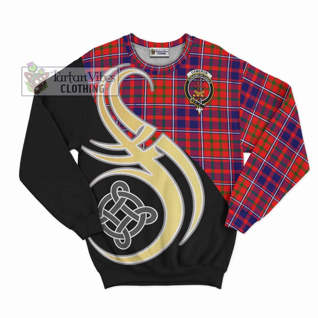 Cameron of Lochiel Modern Tartan Sweatshirt with Family Crest and Celtic Symbol Style - Tartan Vibes Clothing