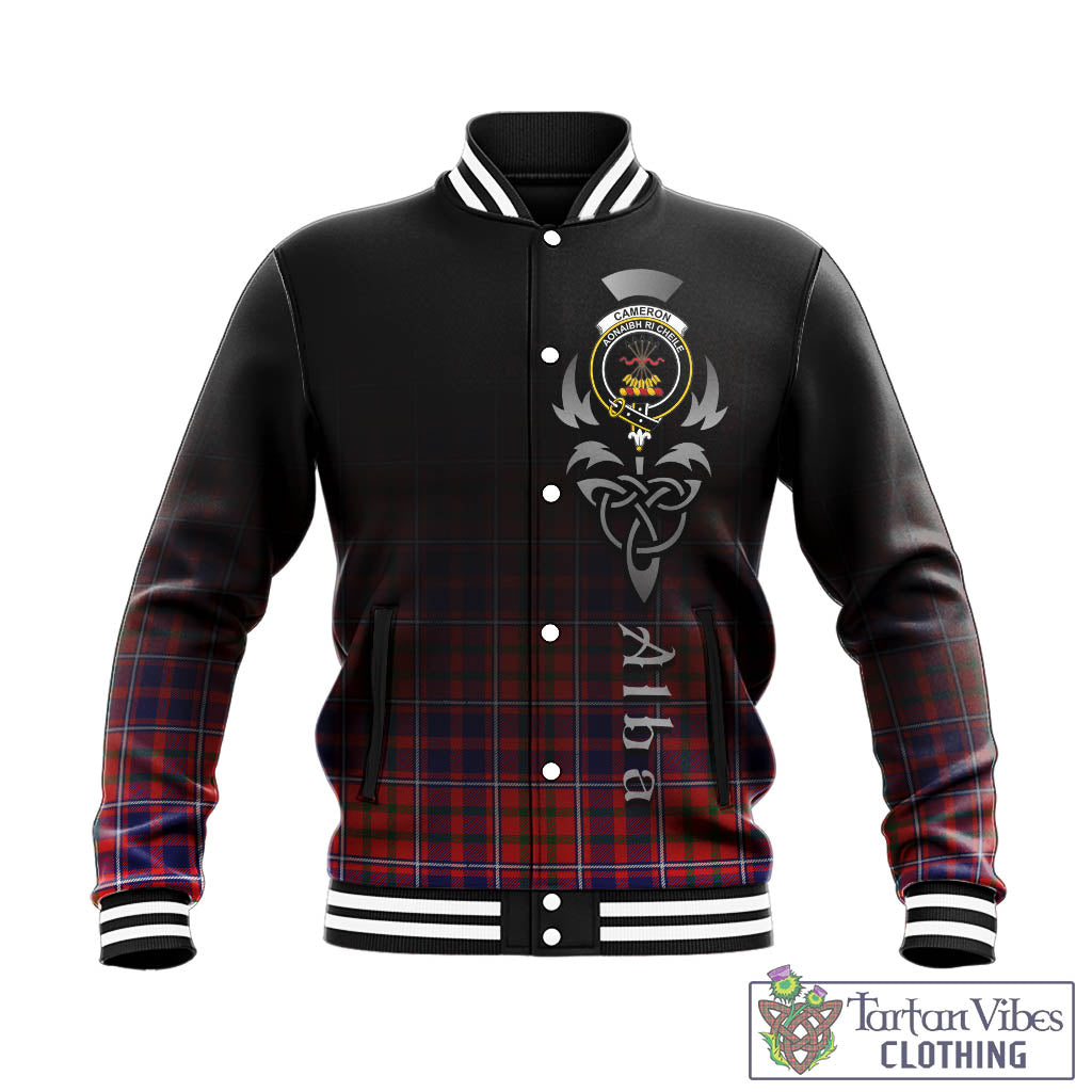 Tartan Vibes Clothing Cameron of Lochiel Modern Tartan Baseball Jacket Featuring Alba Gu Brath Family Crest Celtic Inspired