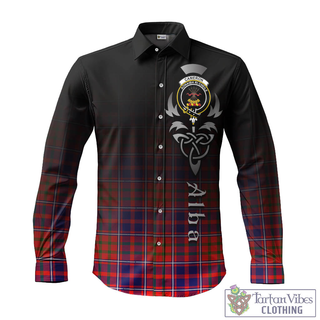 Tartan Vibes Clothing Cameron of Lochiel Modern Tartan Long Sleeve Button Up Featuring Alba Gu Brath Family Crest Celtic Inspired