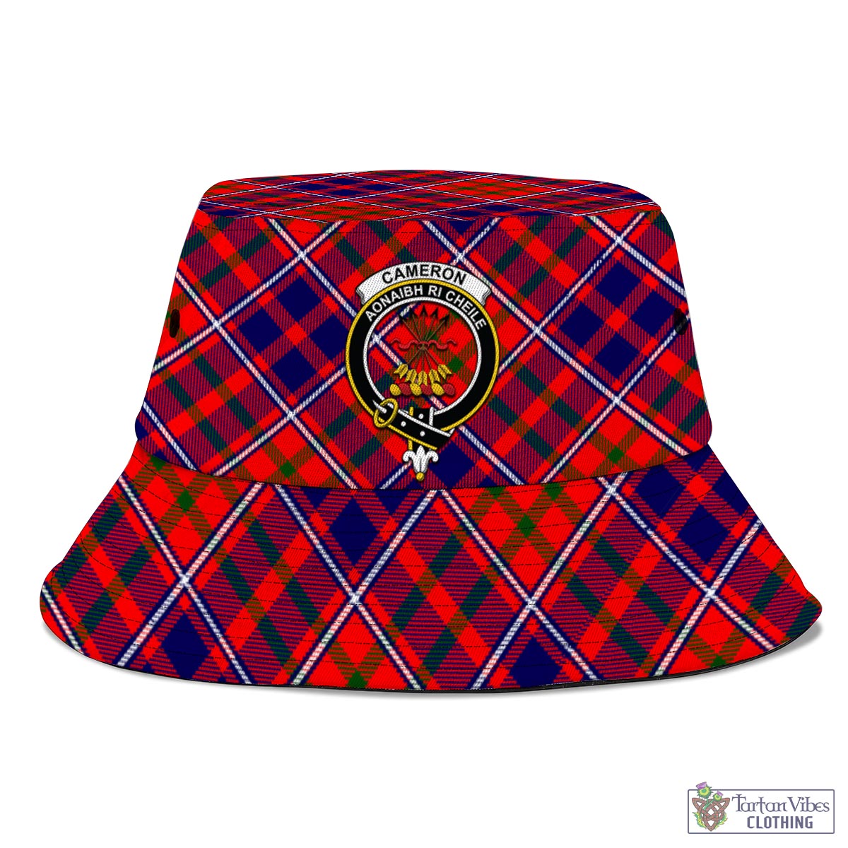 Tartan Vibes Clothing Cameron of Lochiel Modern Tartan Bucket Hat with Family Crest