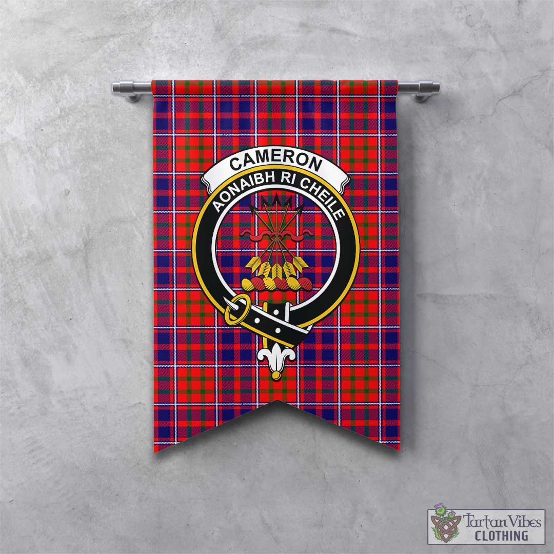 Tartan Vibes Clothing Cameron of Lochiel Modern Tartan Gonfalon, Tartan Banner with Family Crest