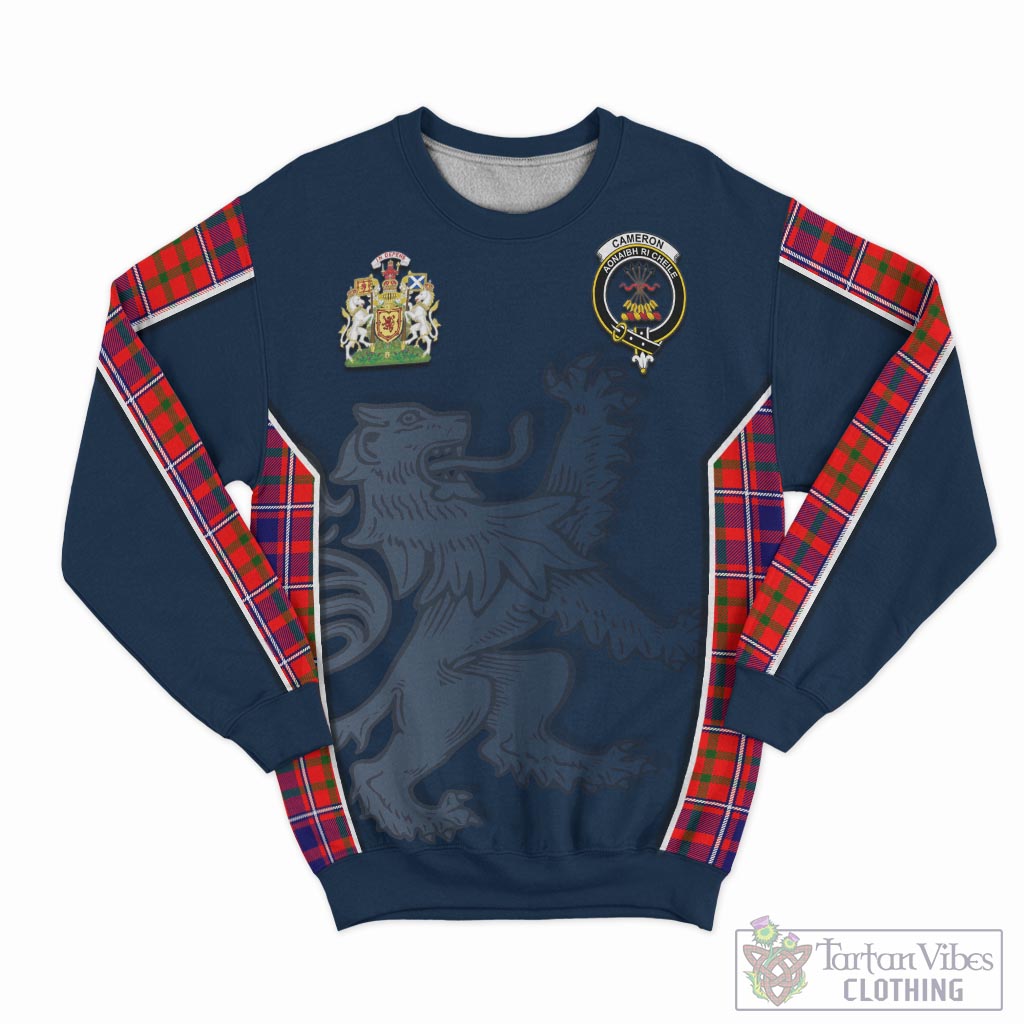 Tartan Vibes Clothing Cameron of Lochiel Modern Tartan Sweater with Family Crest and Lion Rampant Vibes Sport Style