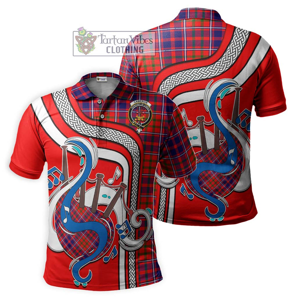 Tartan Vibes Clothing Cameron of Lochiel Modern Tartan Polo Shirt with Epic Bagpipe Style