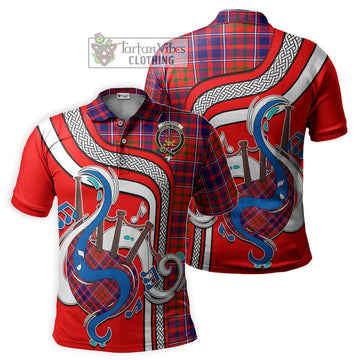 Cameron of Lochiel Modern Tartan Polo Shirt with Epic Bagpipe Style