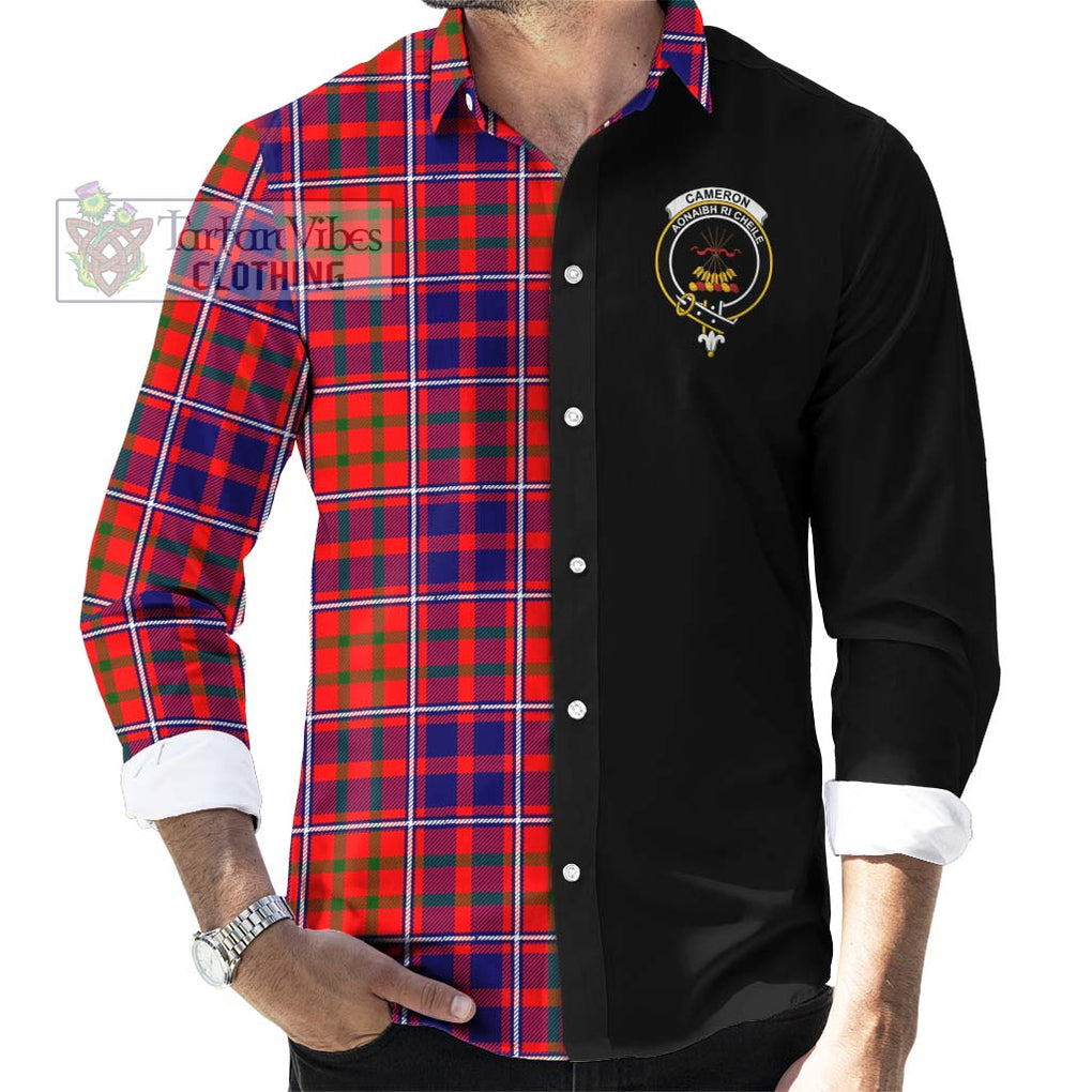 Cameron of Lochiel Modern Tartan Long Sleeve Button Shirt with Family Crest and Half Of Me Style - Tartanvibesclothing Shop