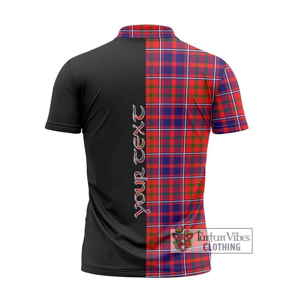 Cameron of Lochiel Modern Tartan Zipper Polo Shirt with Family Crest and Half Of Me Style - Tartanvibesclothing Shop