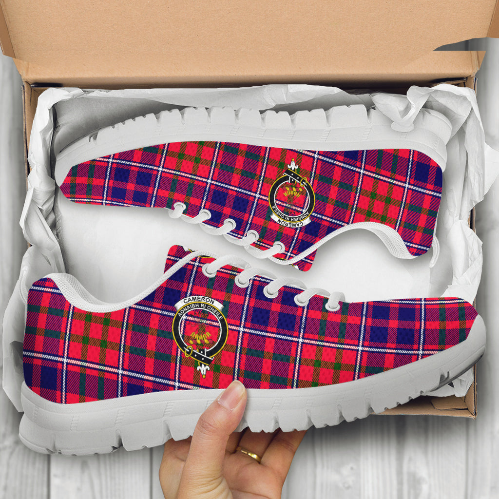 Cameron of Lochiel Modern Tartan Sneakers with Family Crest - Tartan Vibes Clothing