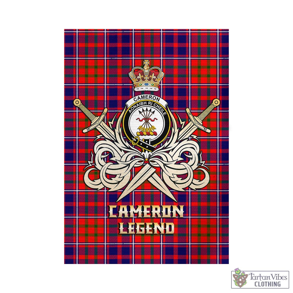 Tartan Vibes Clothing Cameron of Lochiel Modern Tartan Flag with Clan Crest and the Golden Sword of Courageous Legacy