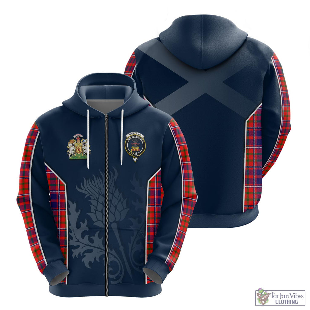 Tartan Vibes Clothing Cameron of Lochiel Modern Tartan Hoodie with Family Crest and Scottish Thistle Vibes Sport Style