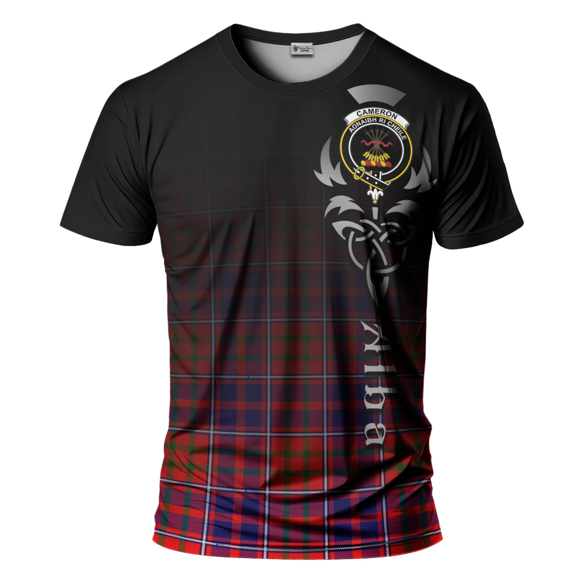 Tartan Vibes Clothing Cameron of Lochiel Modern Tartan T-Shirt Featuring Alba Gu Brath Family Crest Celtic Inspired