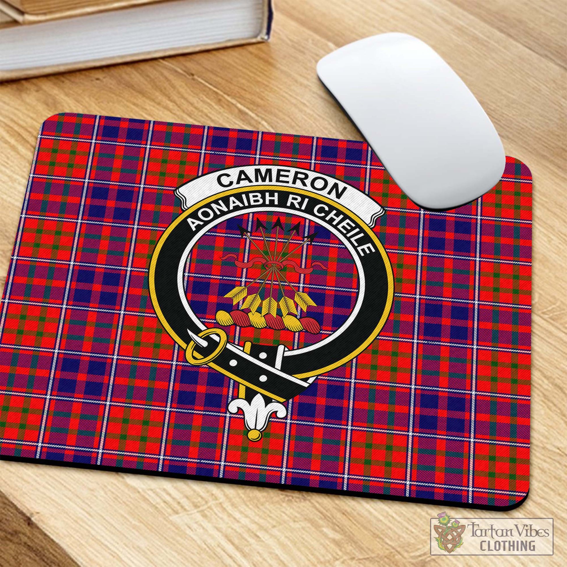 Tartan Vibes Clothing Cameron of Lochiel Modern Tartan Mouse Pad with Family Crest