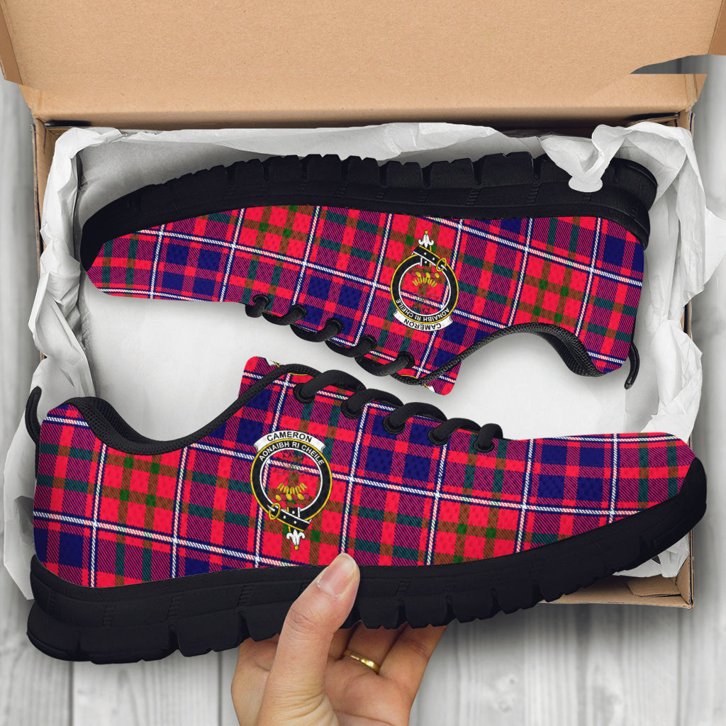 Cameron of Lochiel Modern Tartan Sneakers with Family Crest - Tartan Vibes Clothing