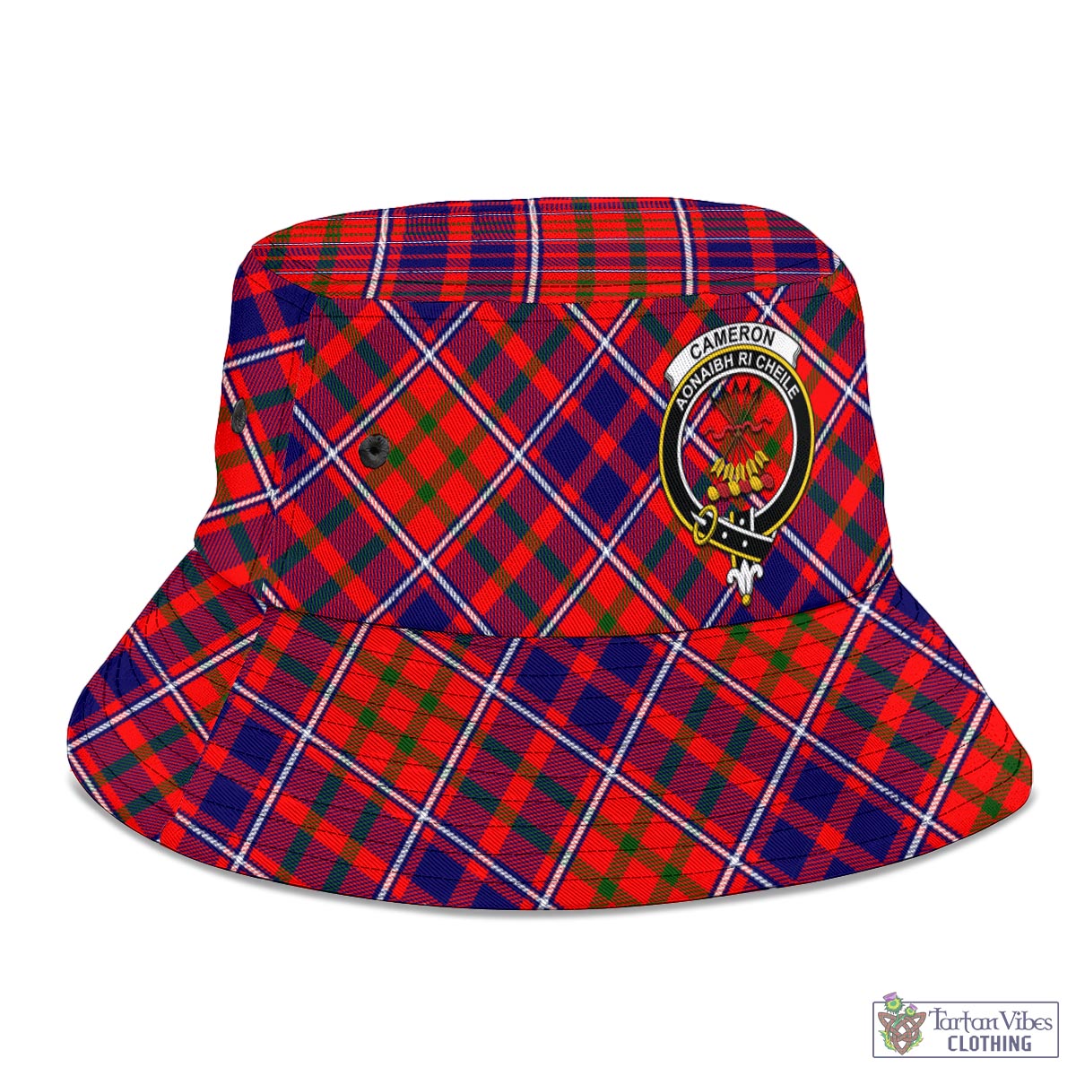 Tartan Vibes Clothing Cameron of Lochiel Modern Tartan Bucket Hat with Family Crest