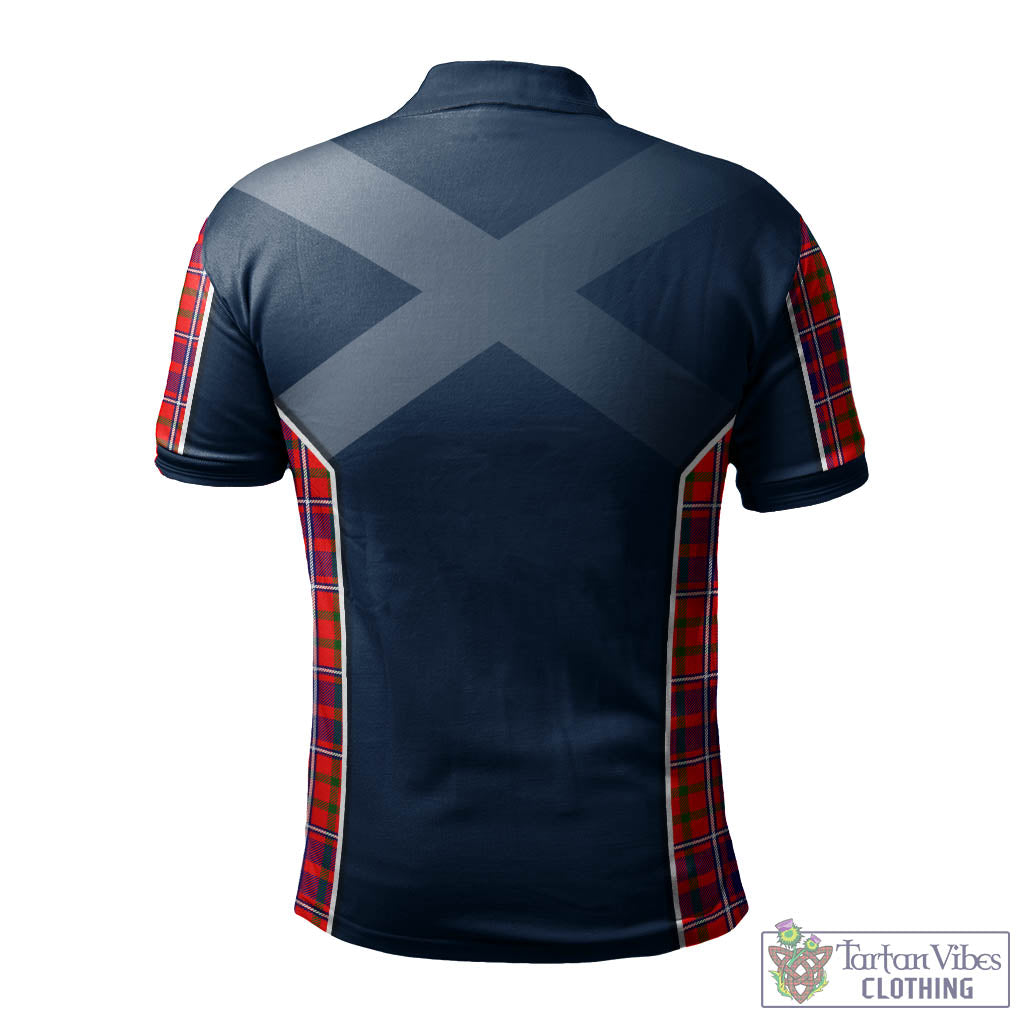 Tartan Vibes Clothing Cameron of Lochiel Modern Tartan Men's Polo Shirt with Family Crest and Scottish Thistle Vibes Sport Style