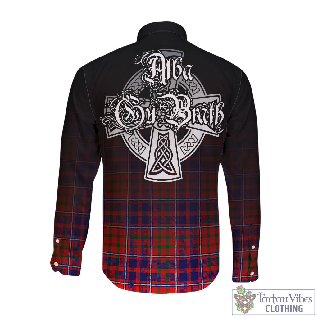 Tartan Vibes Clothing Cameron of Lochiel Modern Tartan Long Sleeve Button Up Featuring Alba Gu Brath Family Crest Celtic Inspired