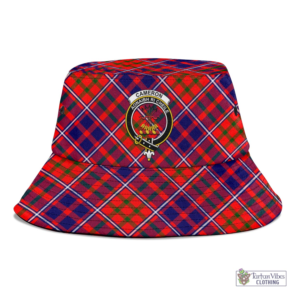 Tartan Vibes Clothing Cameron of Lochiel Modern Tartan Bucket Hat with Family Crest