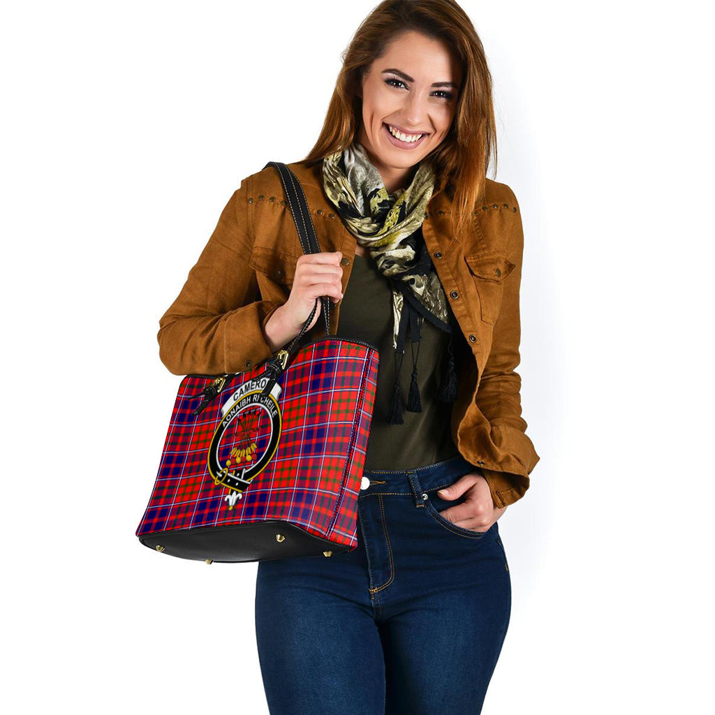 cameron-of-lochiel-modern-tartan-leather-tote-bag-with-family-crest