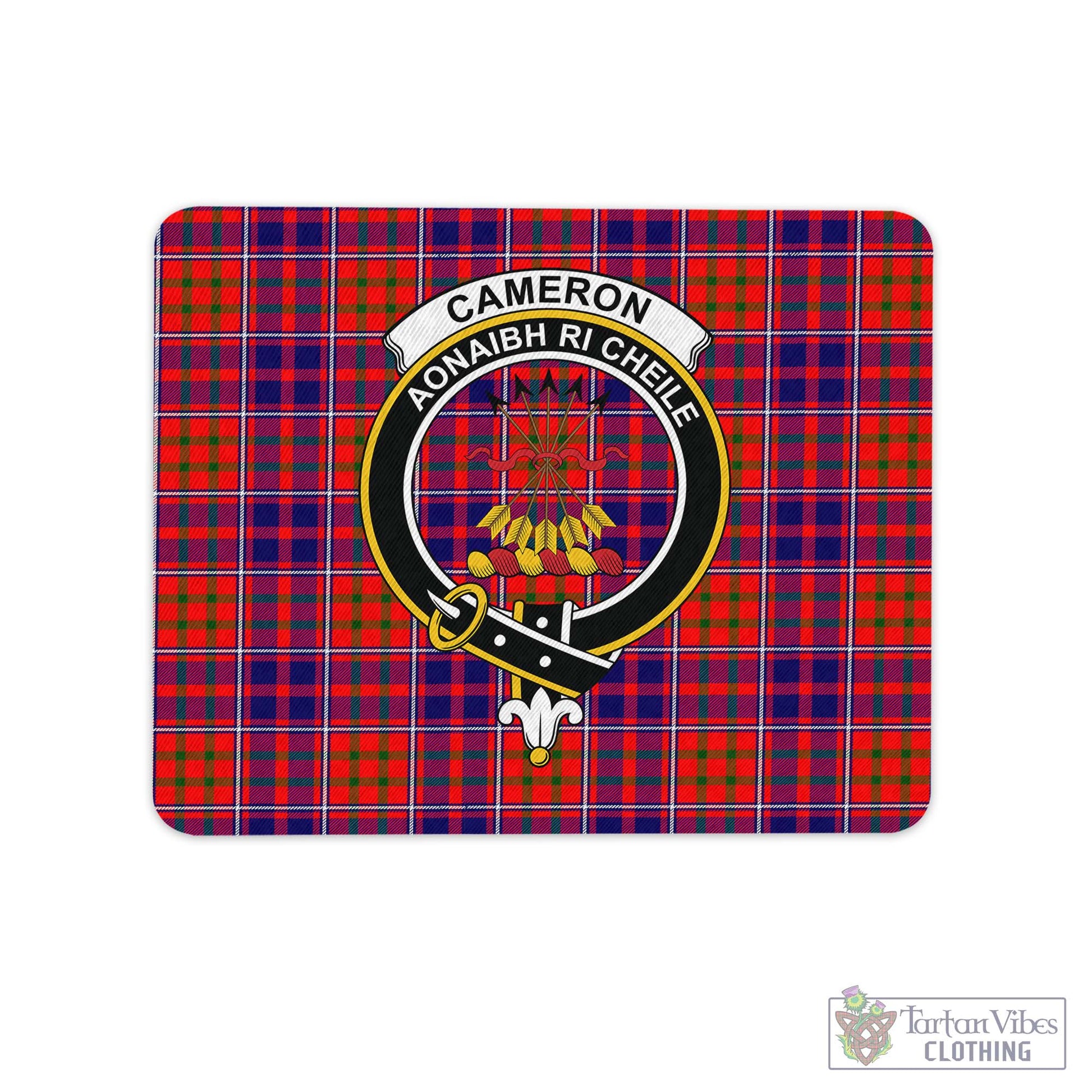 Tartan Vibes Clothing Cameron of Lochiel Modern Tartan Mouse Pad with Family Crest