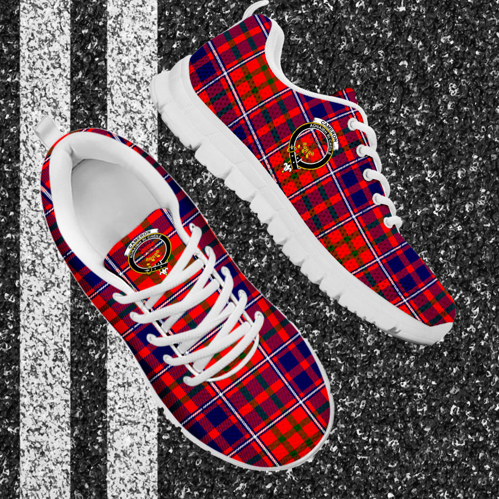 Cameron of Lochiel Modern Tartan Sneakers with Family Crest - Tartan Vibes Clothing