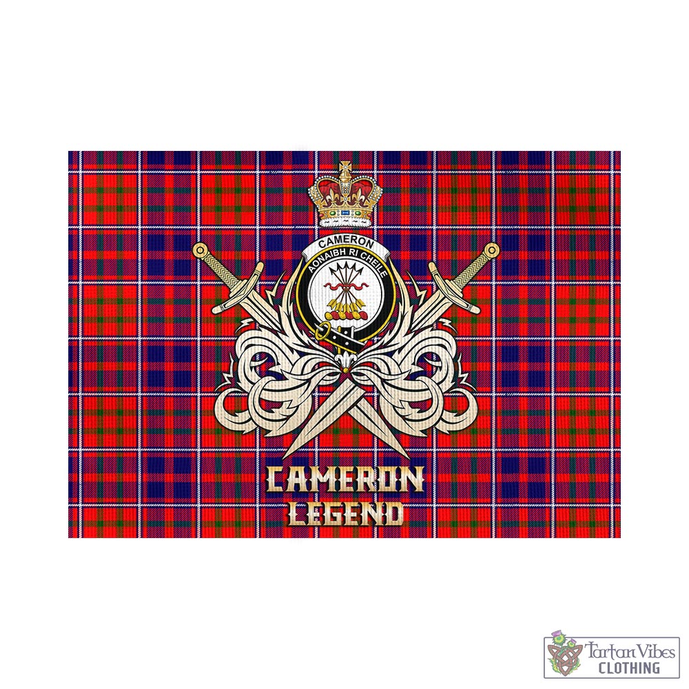 Tartan Vibes Clothing Cameron of Lochiel Modern Tartan Flag with Clan Crest and the Golden Sword of Courageous Legacy