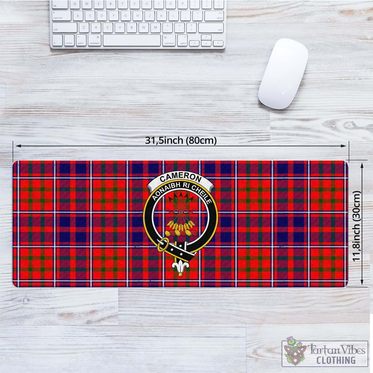 Tartan Vibes Clothing Cameron of Lochiel Modern Tartan Mouse Pad with Family Crest