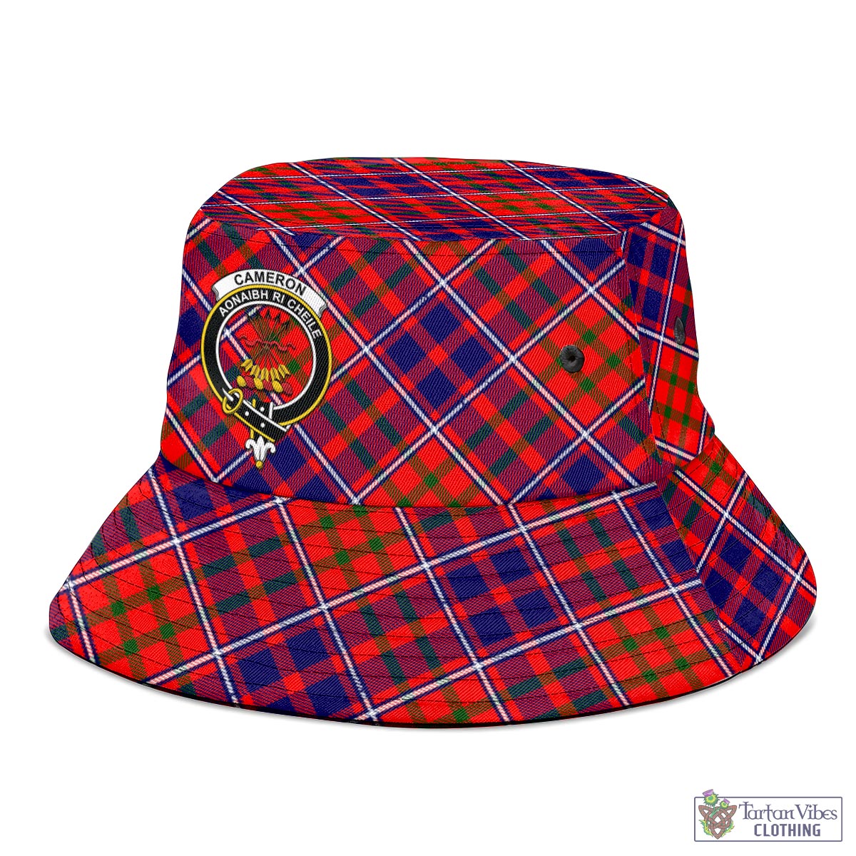 Tartan Vibes Clothing Cameron of Lochiel Modern Tartan Bucket Hat with Family Crest