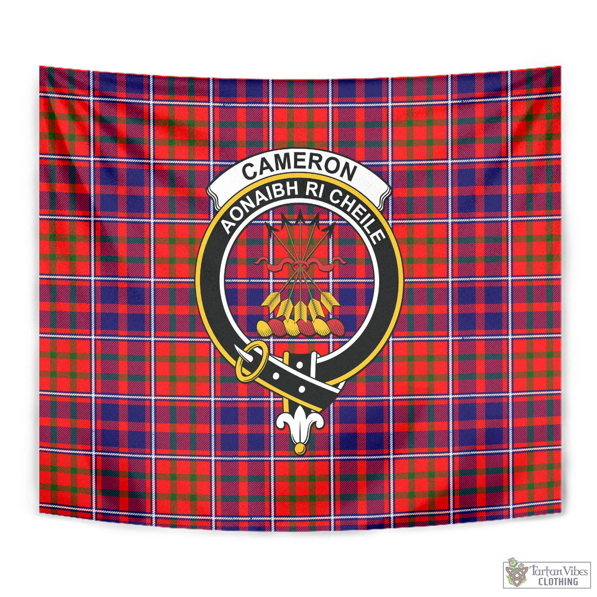 Tartan Vibes Clothing Cameron of Lochiel Modern Tartan Tapestry Wall Hanging and Home Decor for Room with Family Crest