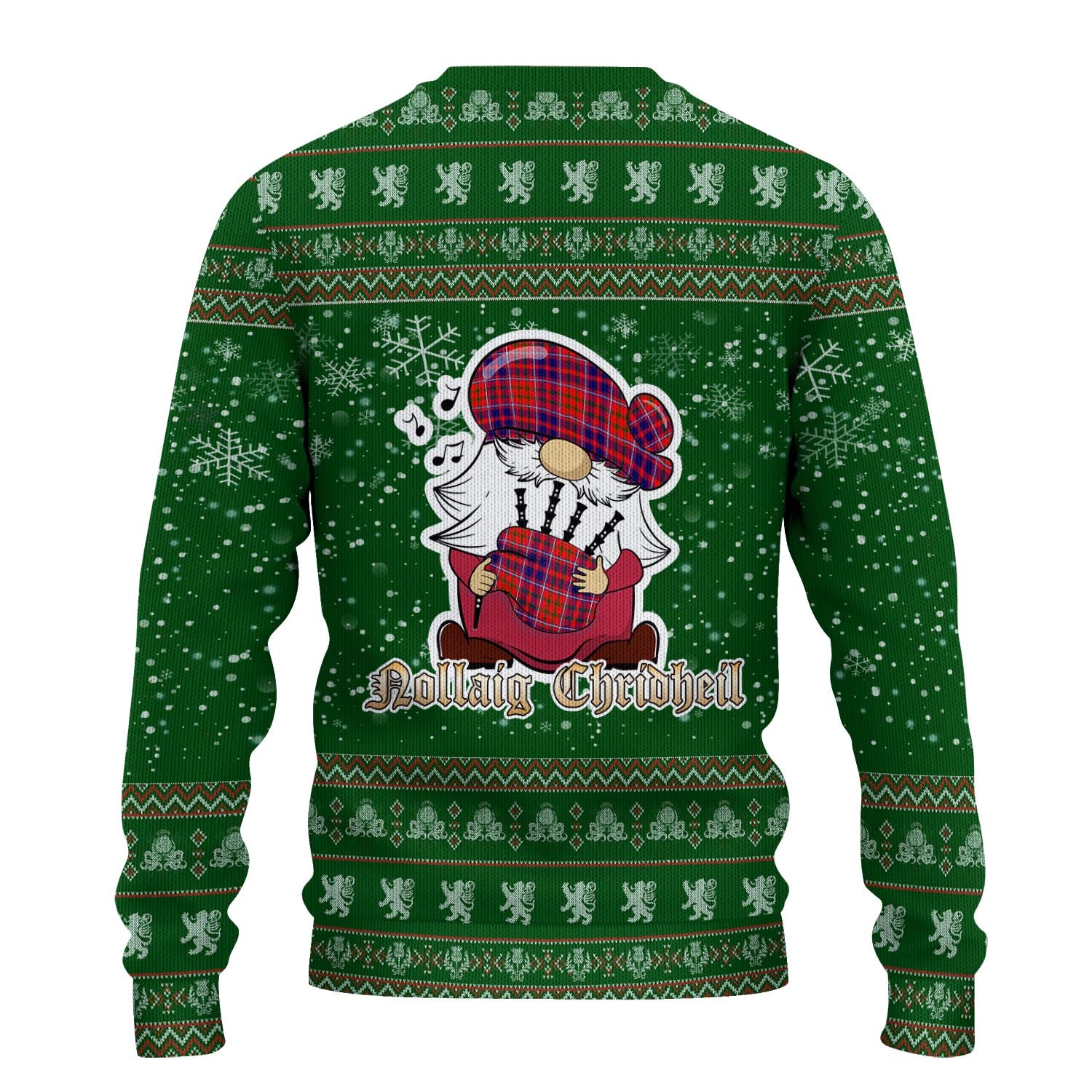 Cameron of Lochiel Modern Clan Christmas Family Knitted Sweater with Funny Gnome Playing Bagpipes - Tartanvibesclothing