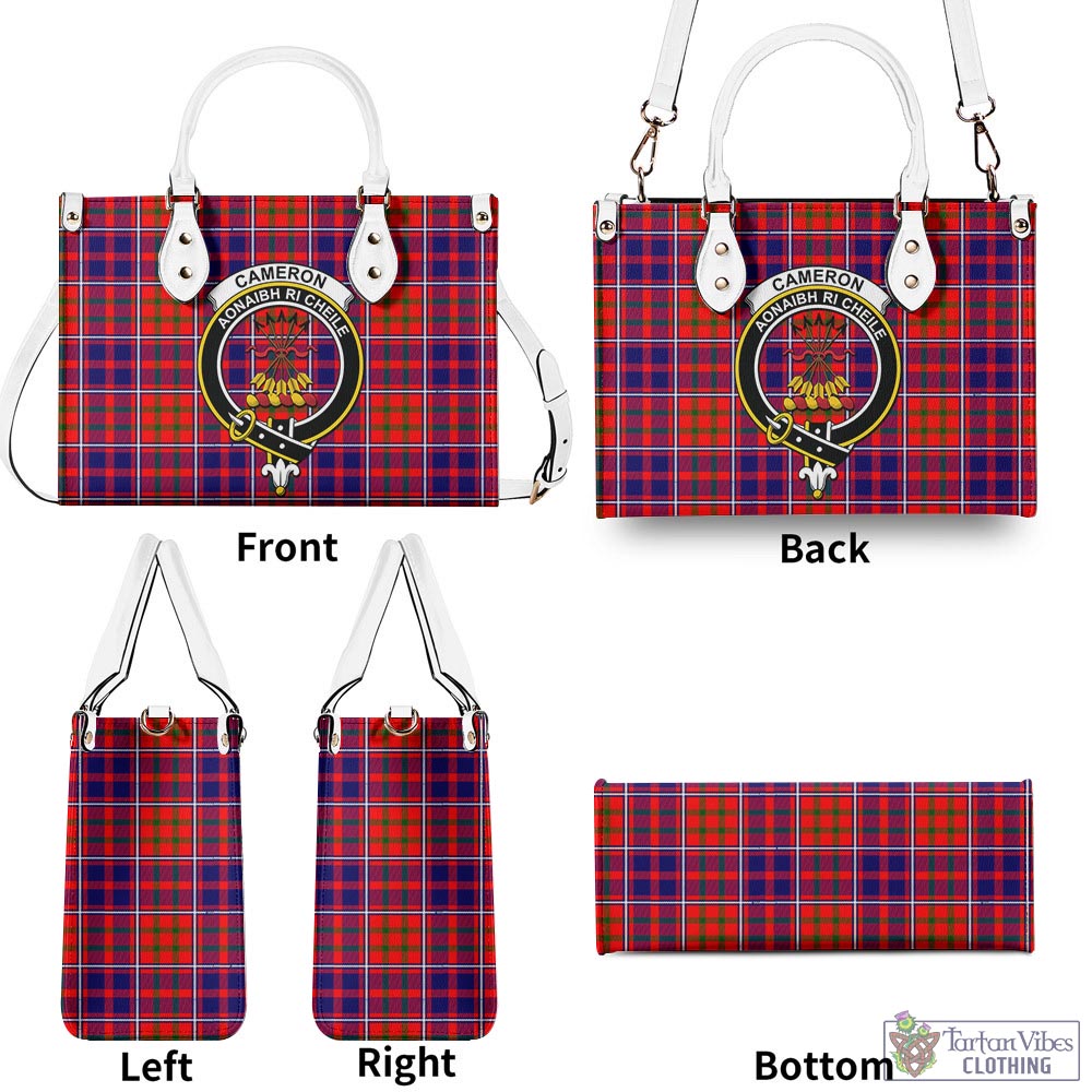 Tartan Vibes Clothing Cameron of Lochiel Modern Tartan Luxury Leather Handbags with Family Crest