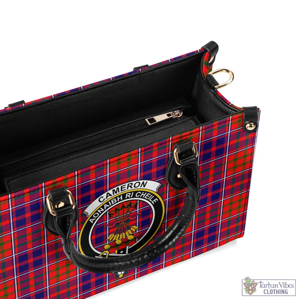 Tartan Vibes Clothing Cameron of Lochiel Modern Tartan Luxury Leather Handbags with Family Crest