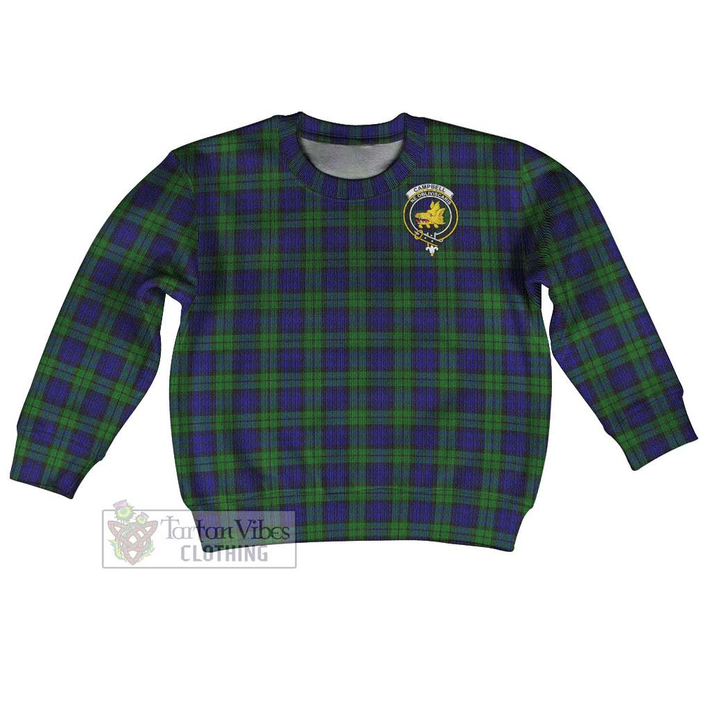 Tartan Vibes Clothing Campbell Tartan Kid Ugly Sweater with Family Crest