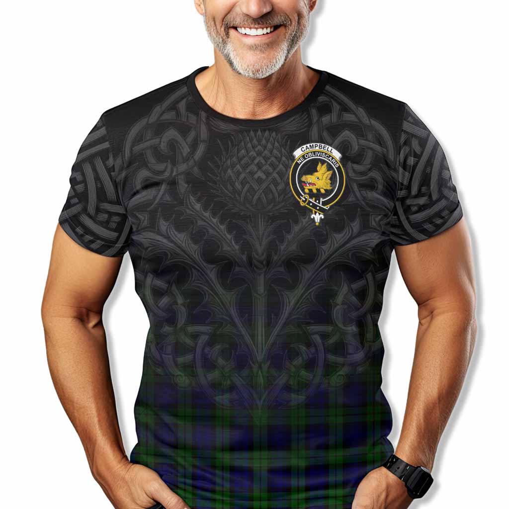 Tartan Vibes Clothing Campbell Tartan T-Shirt with Family Crest Celtic Thistle Vibes