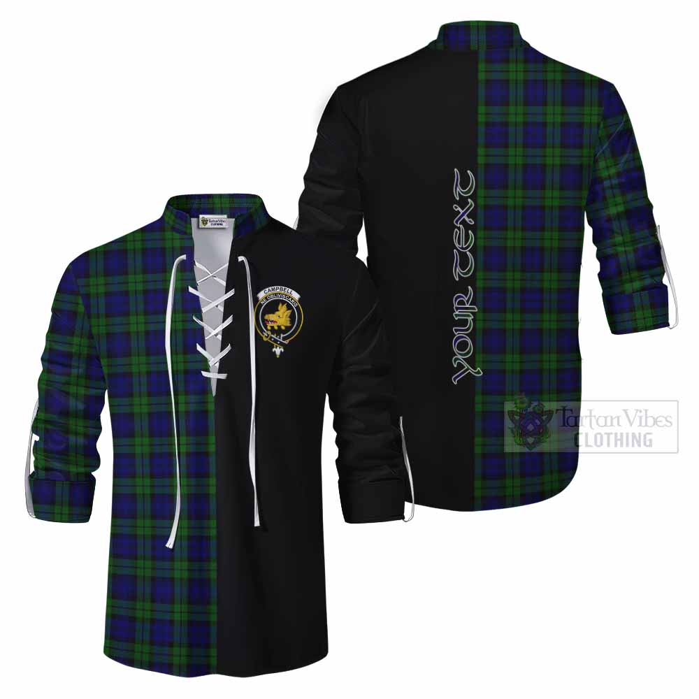 Tartan Vibes Clothing Campbell Tartan Ghillie Kilt Shirt with Family Crest and Half Of Me Style