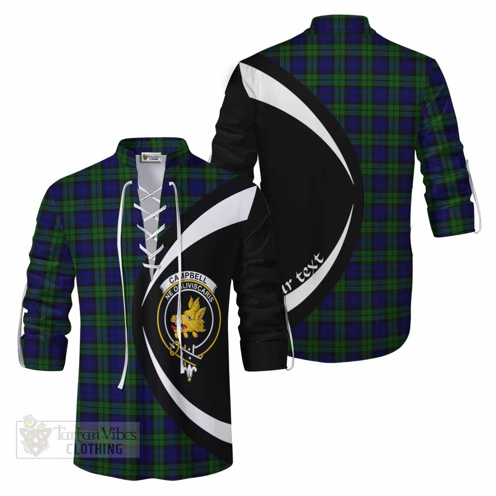 Tartan Vibes Clothing Campbell Tartan Ghillie Kilt Shirt with Family Crest Circle Style