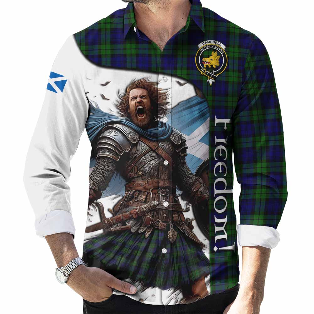 Tartan Vibes Clothing Campbell Crest Tartan Long Sleeve Button Shirt Inspired by the Freedom of Scottish Warrior