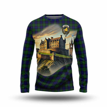 Campbell Tartan Family Crest Long Sleeve T-Shirt with Scottish Ancient Castle Style Unisex - Tartan Vibes Clothing