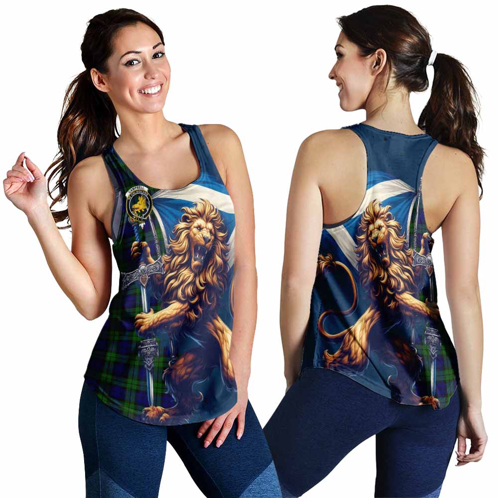 Tartan Vibes Clothing Campbell Tartan Family Crest Women's Racerback Tanks with Scottish Majestic Lion